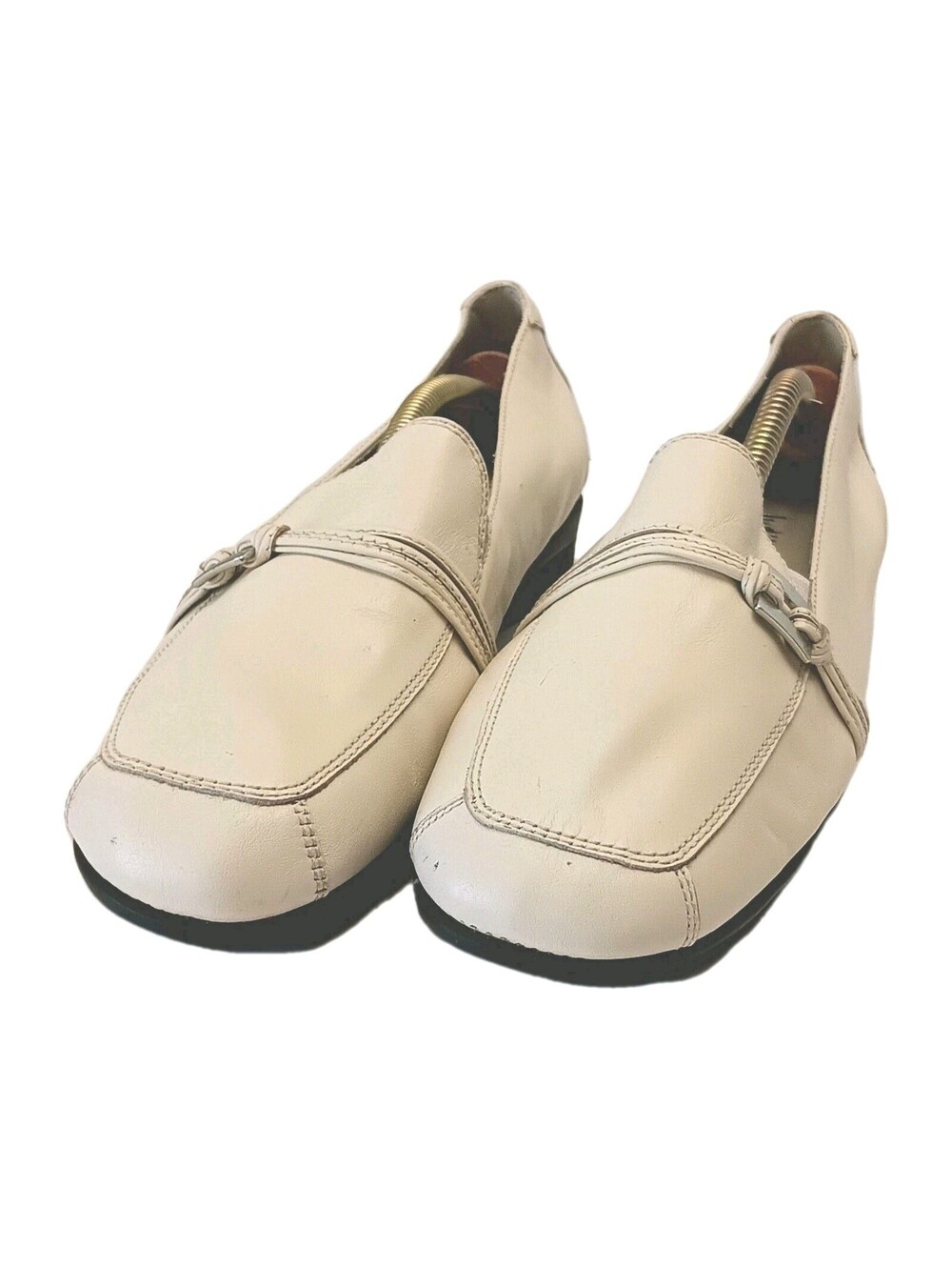 Judith Womens Slip On Loafer Size 10 Shoe Ivory/Bone Leather Comfort Classic EUC